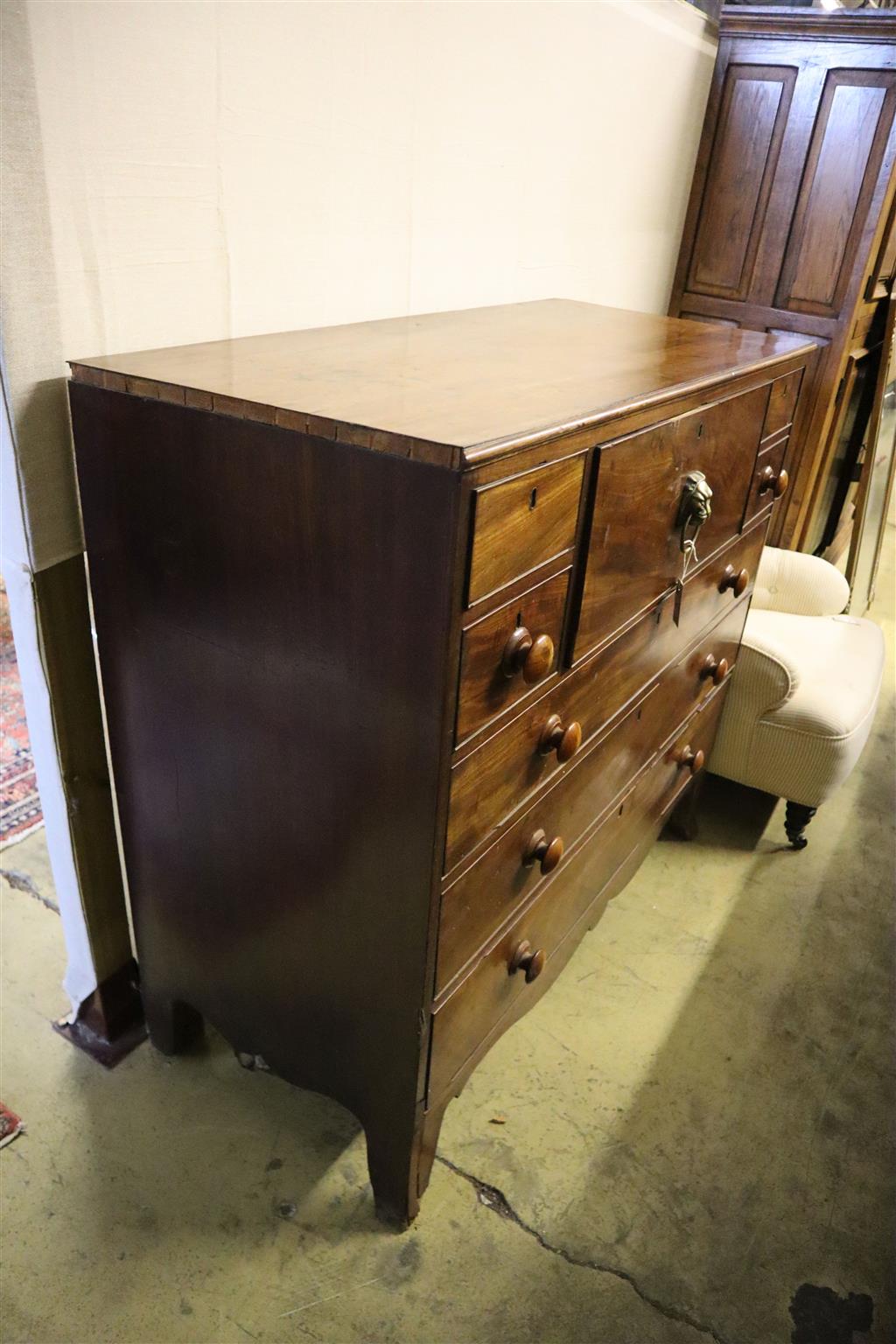 A George IV mahogany secretaire chest, width 124cm, depth 55cm, height 116cm